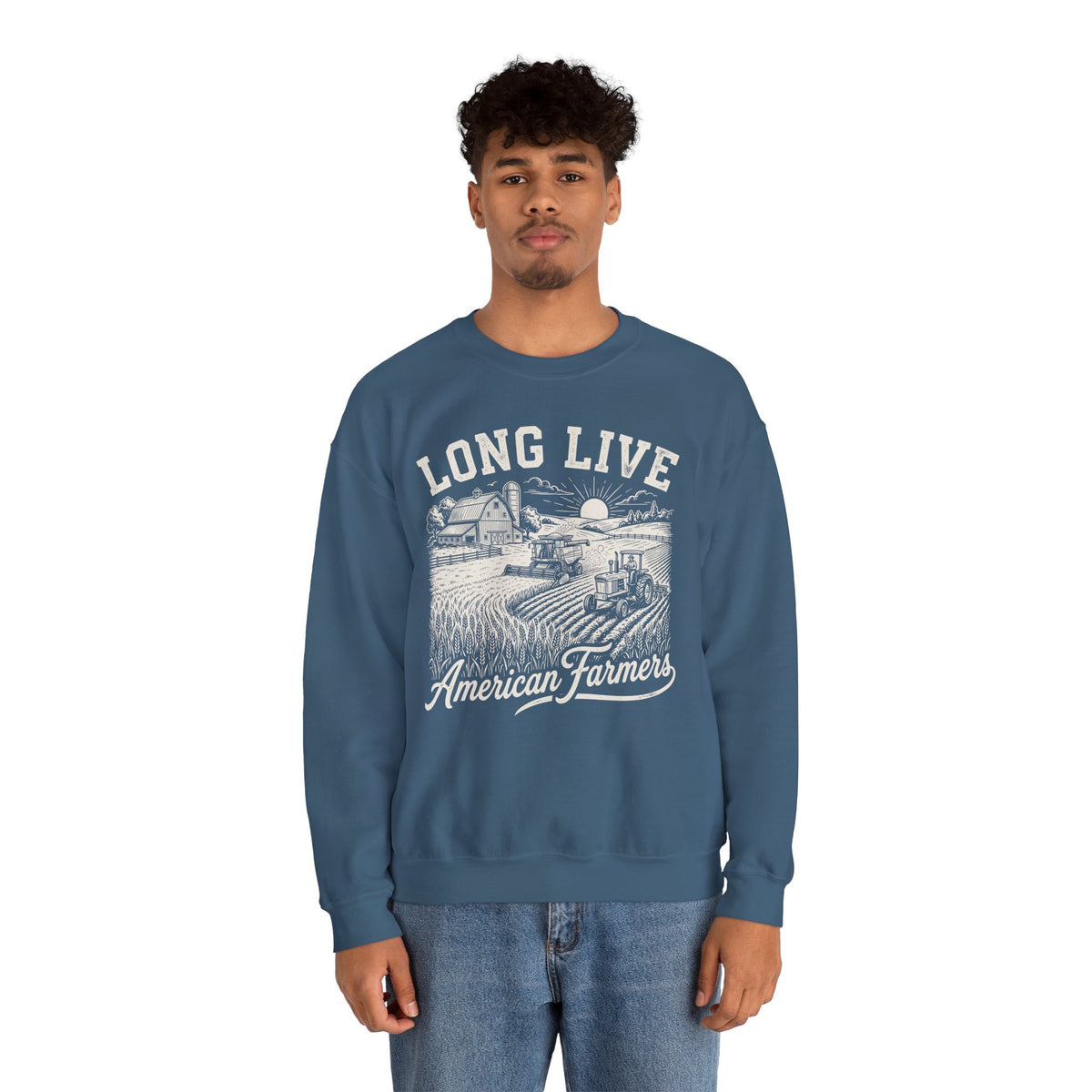 Long Live American Farmers Sweatshirt – Vintage Farm Scene Crewneck