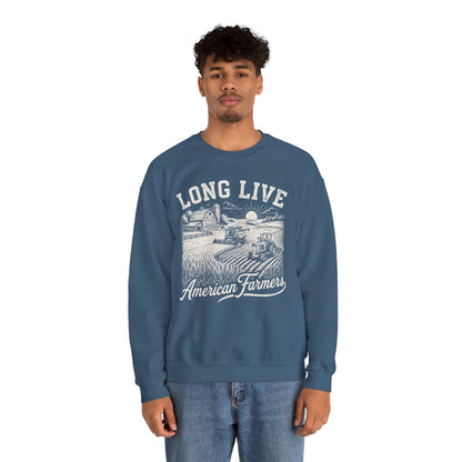 Long Live American Farmers Sweatshirt – Vintage Farm Scene Crewneck