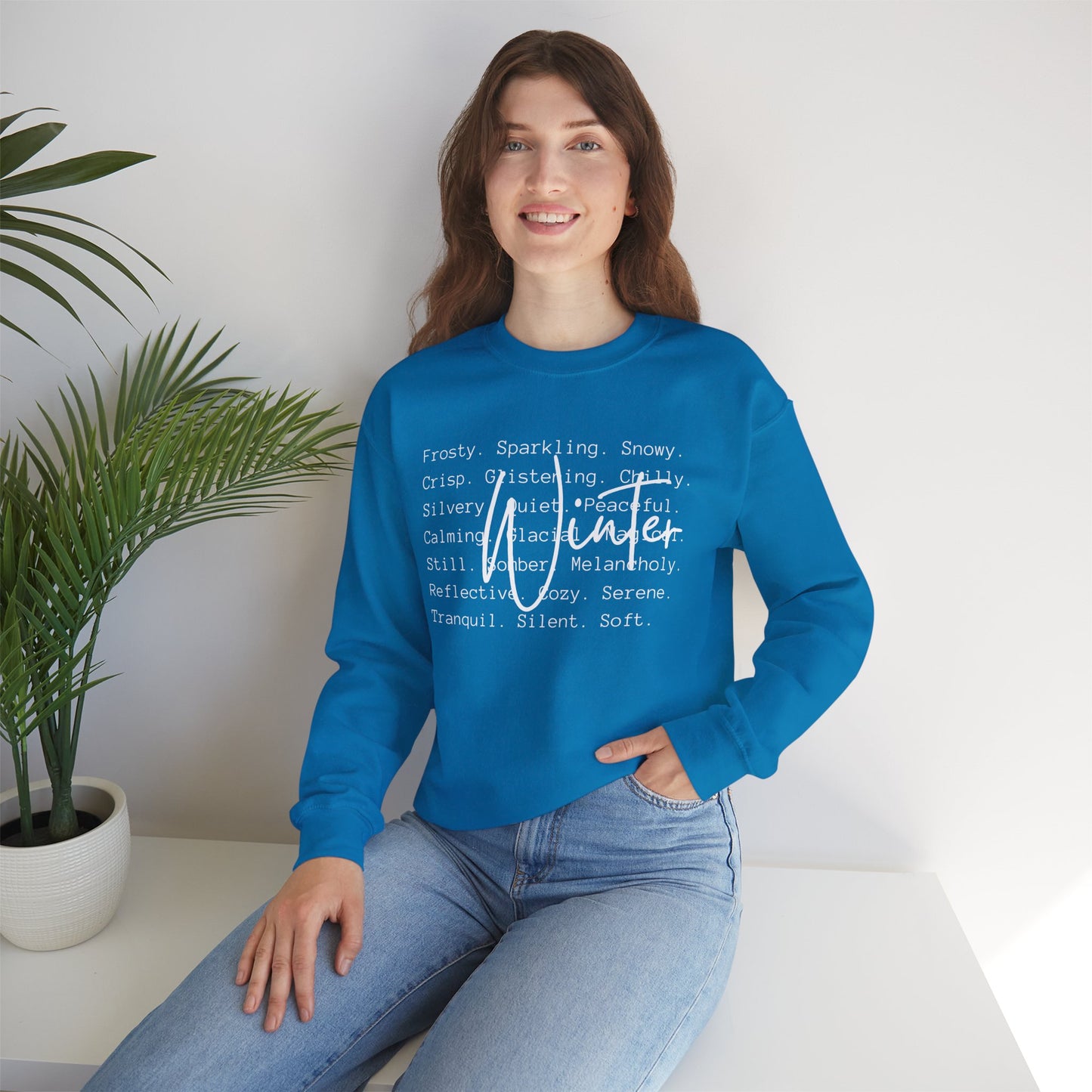Winter White Script on Gildan Unisex Heavy Blend™ Crewneck Sweatshirt