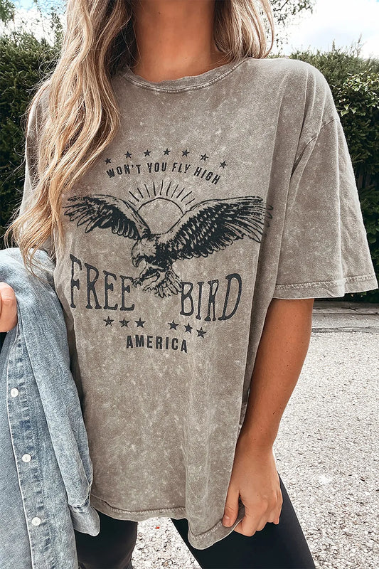 AMERICA FREE BIRD Vintage Graphic Mineral Washed Tee