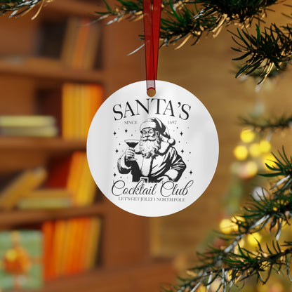 Black Plaid Merry Christmas Metal Bell Ornament