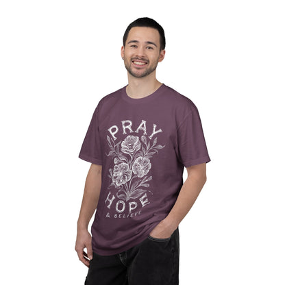 Pray Hope Believe T-Shirt — Inspirational Crewneck Tee