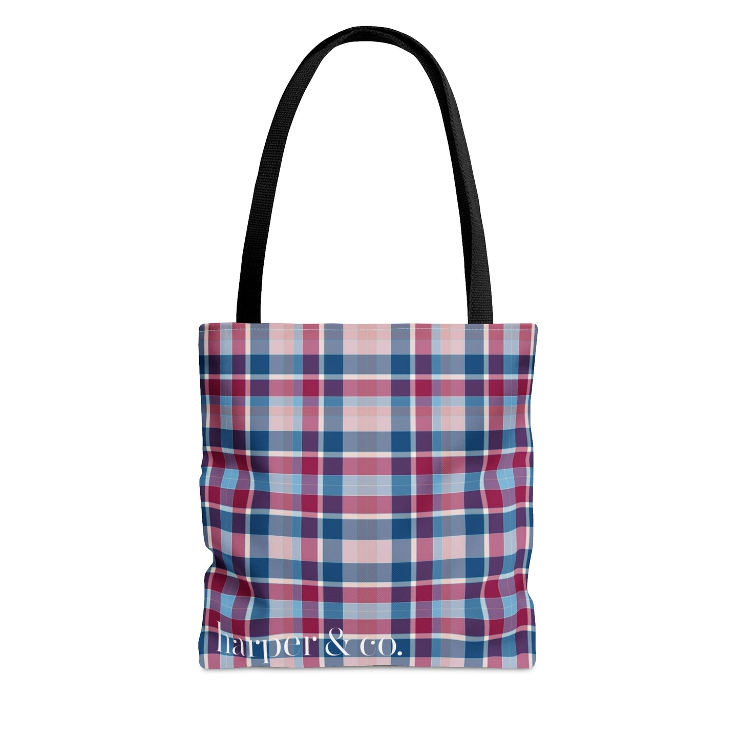 Navy Plaid Tote Bag