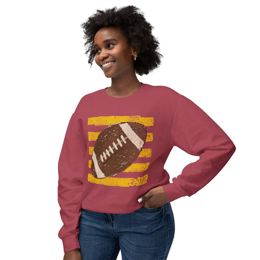 Football Vintage Color Comfort Crewneck Sweatshirt — Retro Grunge Football Graphic