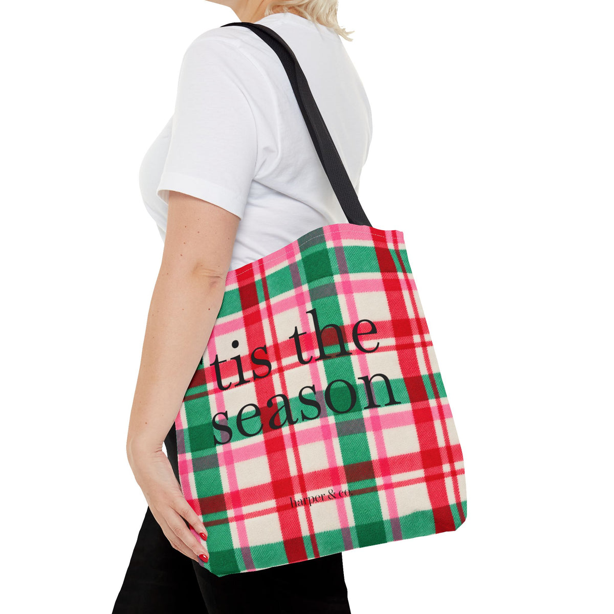 Christmas Plaid Tote Bag - 'Tis the Season Holiday Market Bag