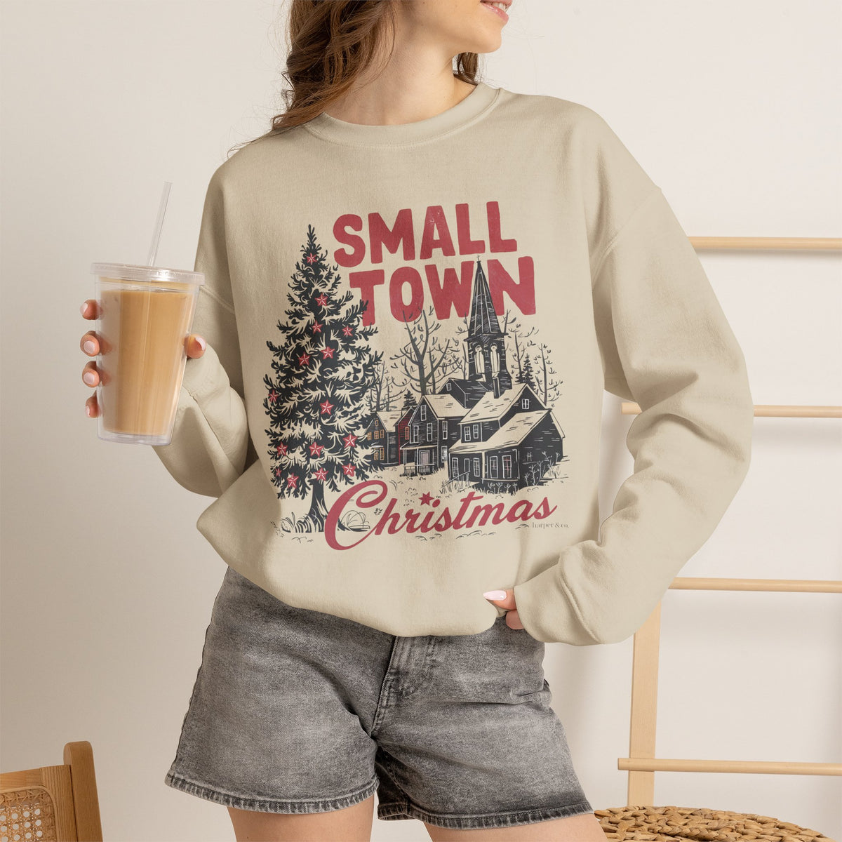 Small Town Christmas on Gildan Unisex Heavy Blend™ Crewneck Sweatshirt