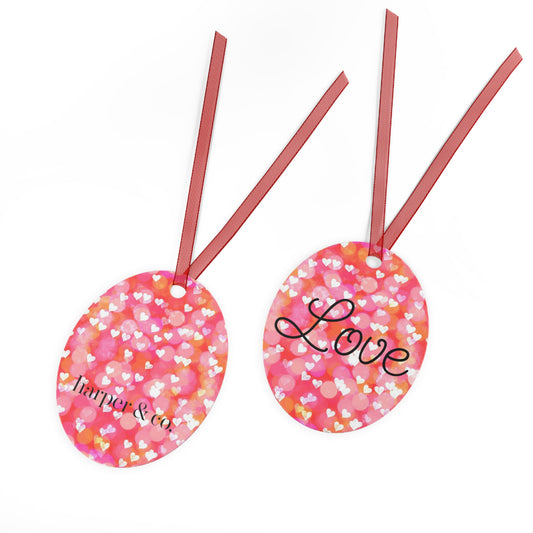 Valentine's Pink Heart 'Love' Metal Ornament