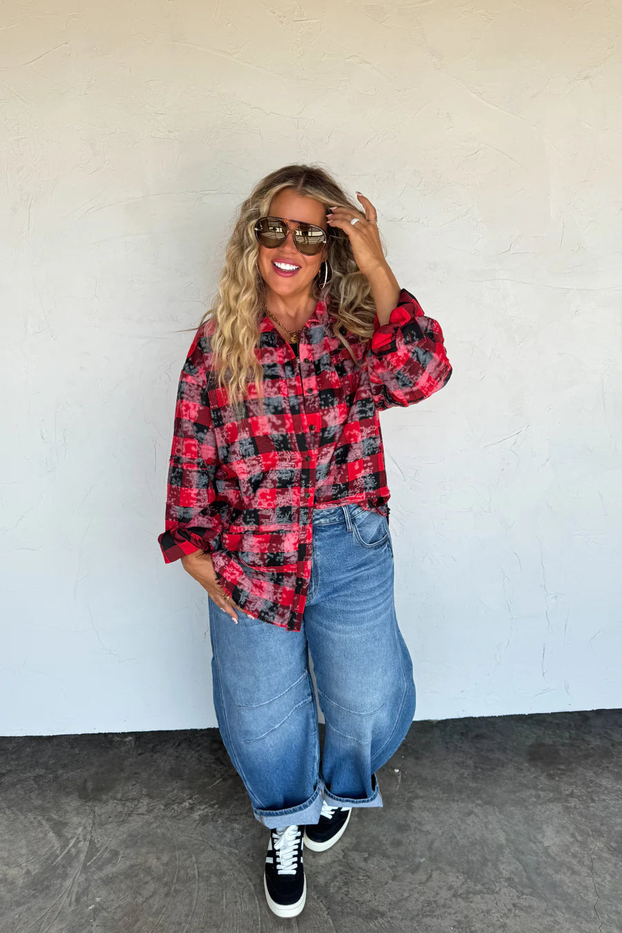 BLAKELEY Juniper Bleached Plaid Top