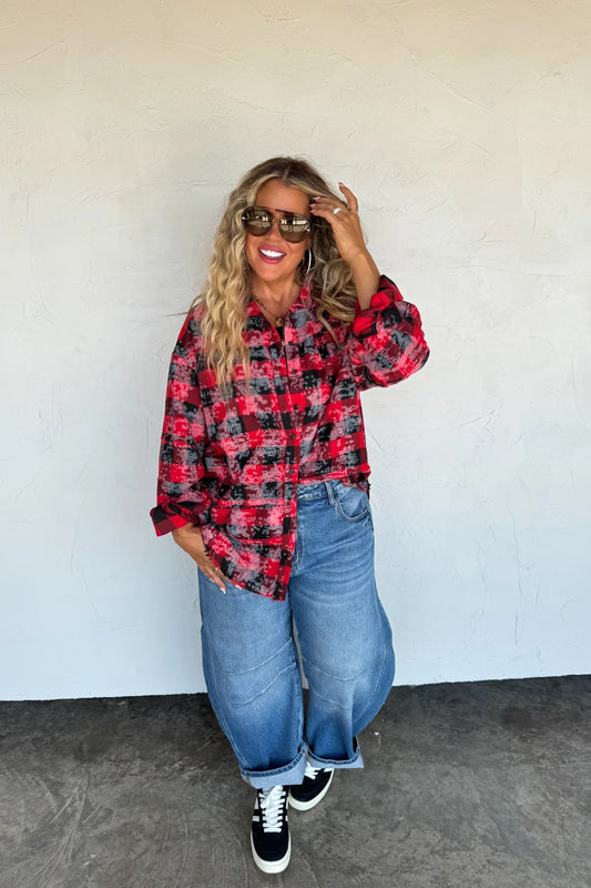 BLAKELEY Juniper Bleached Plaid Top