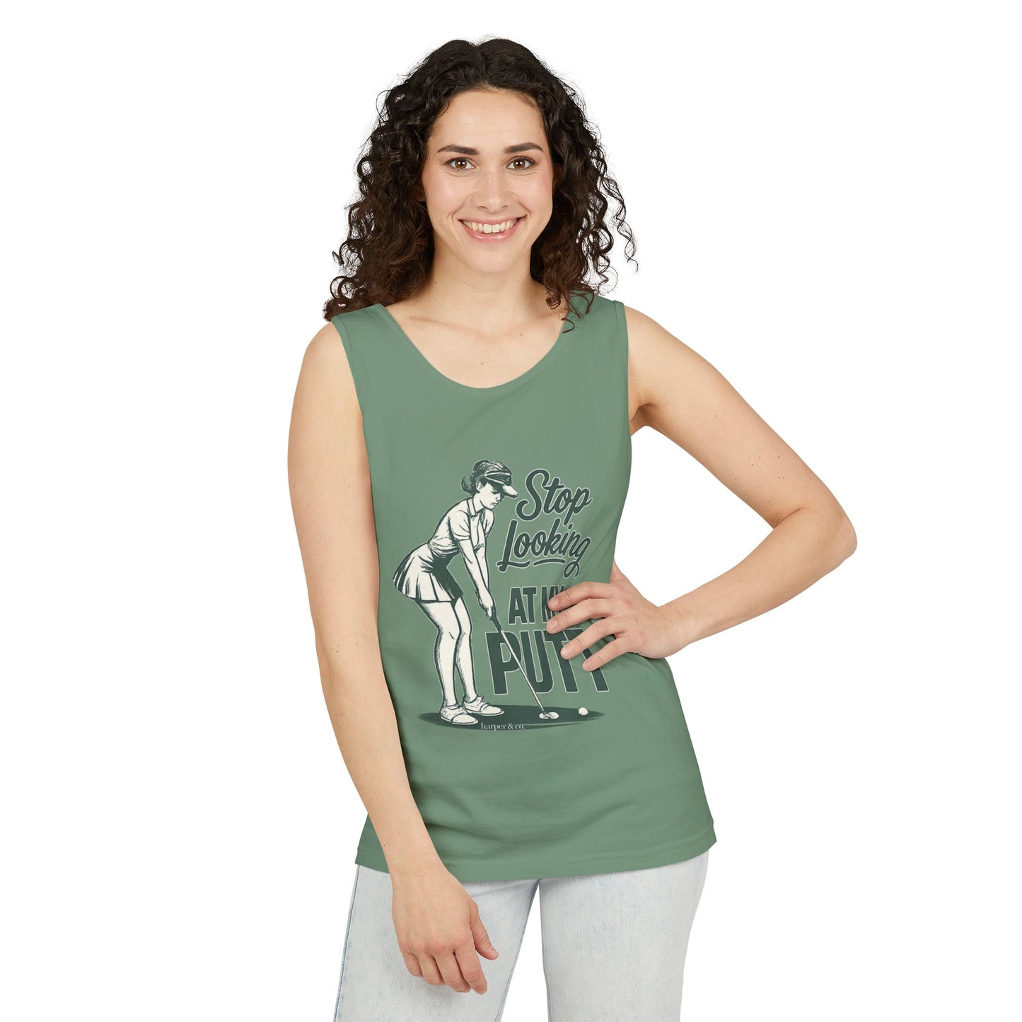 Golf Tank Top — "Stop Looking at My Putt" Funny Golfing Tank