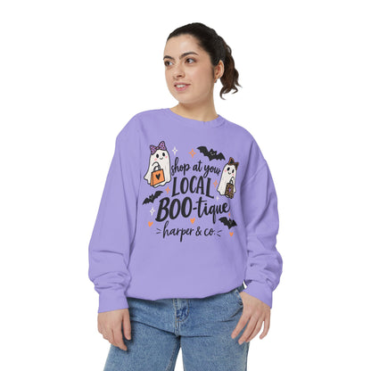 Local BOO-tique Halloween Sweatshirt — Cute Ghosts Trick-or-Treat Graphic