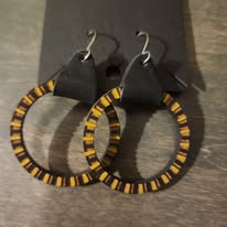 Team Spirit Circle Wooden and Leather Earrings - 3 Colors