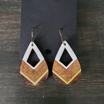 Wooden Tear Shaped Handpainted Earrings