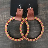 Team Spirit Circle Wooden and Leather Earrings - 3 Colors