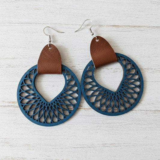 Wooden and Leather Handmade Earrings