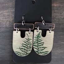Wooden Handmade Botanical Drop Earrings
