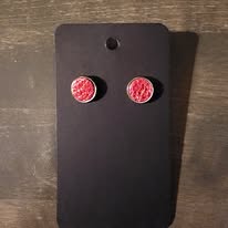 Metallic Pebble Leather Handmade Stud Earrings - Two Sizes