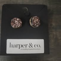 Brown Agate Handmade Stud Earrings