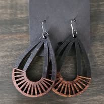 Wooden Teardrop Cutout Handmade Earrings