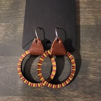 Team Spirit Circle Wooden and Leather Earrings - 3 Colors