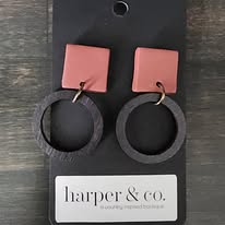 Clay and Wooden Handmade Earrings