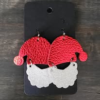 Santa Leather Handmade Earrings