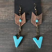 Western Leather and Stone Arrow Earrings