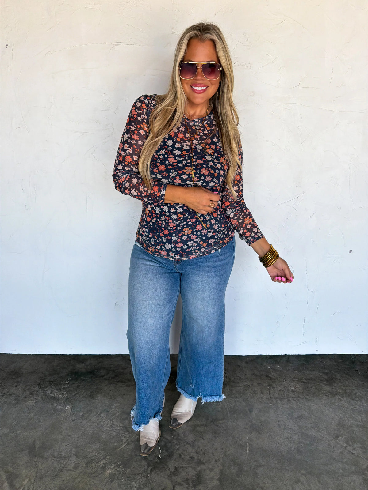 BLAKELEY Fall Floral Mesh It Up Top