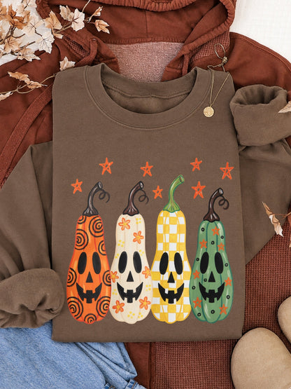 Retro Fall Pumpkins Graphic Crewneck Sweatshirt