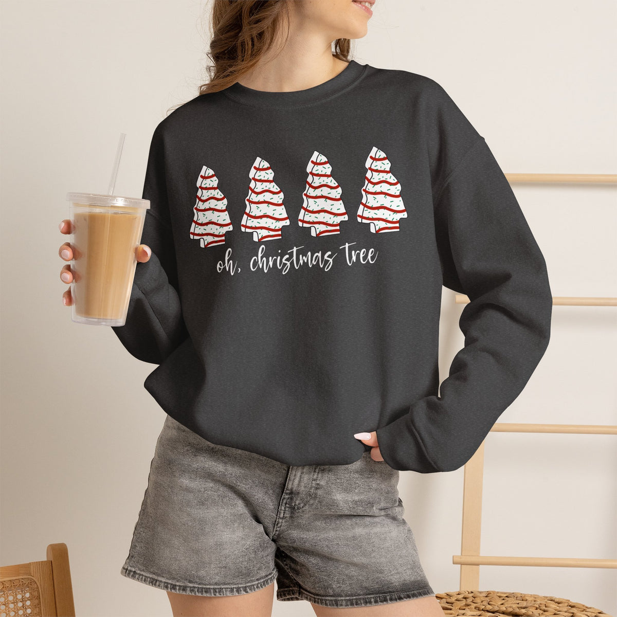 Christmas Tree Crewneck Sweatshirt — "oh, christmas tree" Candy Cane Tree Design