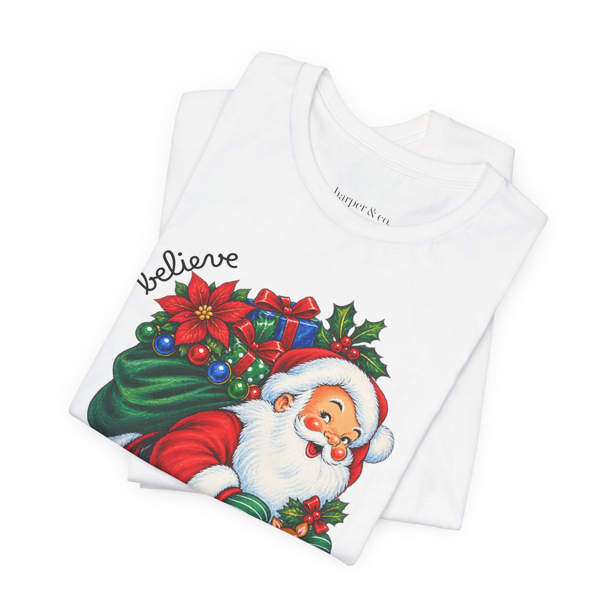 Vintage Santa 'Believe' Christmas Tee