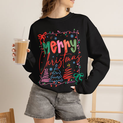 Merry Christmas Crewneck Sweatshirt — Festive Holiday Graphic Pullover