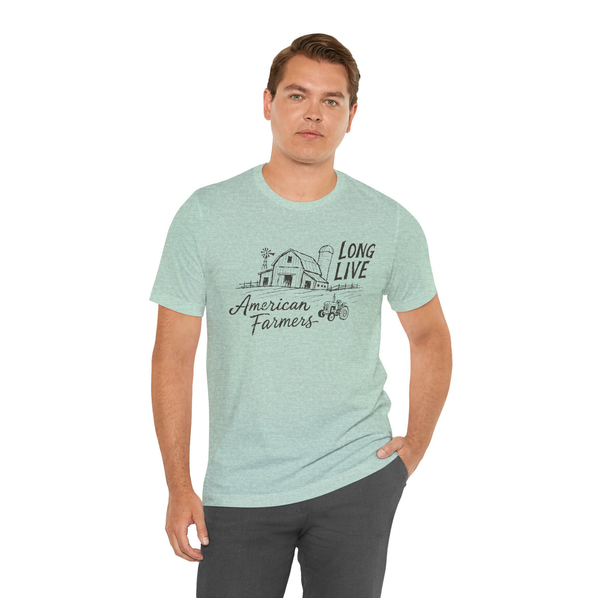 Long Live American Farmers Tee — Vintage Farmhouse Barn & Tractor T-Shirt