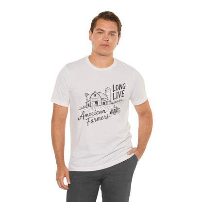 Long Live American Farmers Tee — Vintage Farmhouse Barn & Tractor T-Shirt