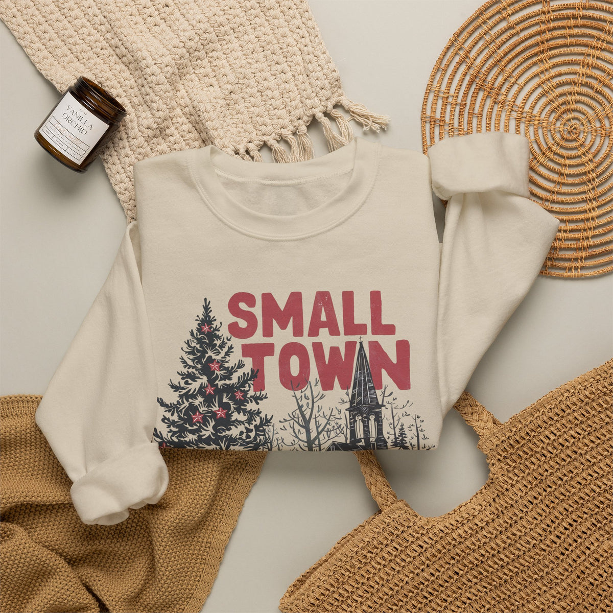Small Town Christmas on Gildan Unisex Heavy Blend™ Crewneck Sweatshirt