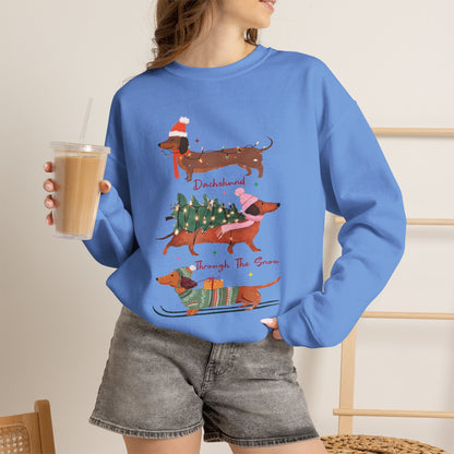 Dachshund Through the Snow Christmas Winter Jersey Sweatshirt
