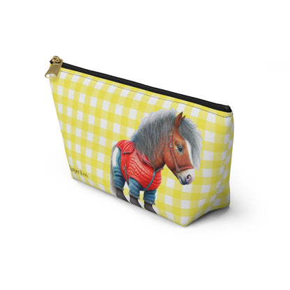 Pony & Yellow Gingham Accessory Pouch w T-bottom