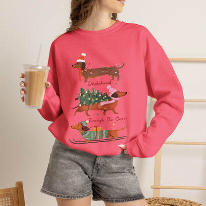 Dachshund Through the Snow Christmas Winter Jersey Sweatshirt