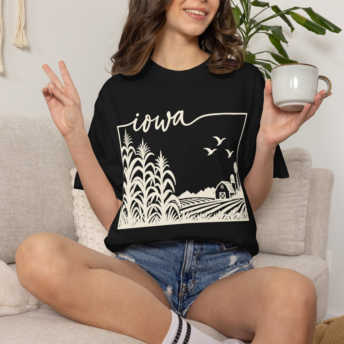 Copy of Iowa Farm Scene Crewneck Sweatshirt — Minimal Midwest Landscape