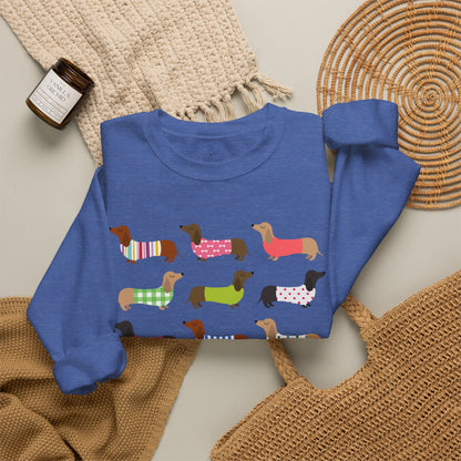Colorful Dachshund Crewneck Sweatshirt — Vibrant Wiener Dog Design