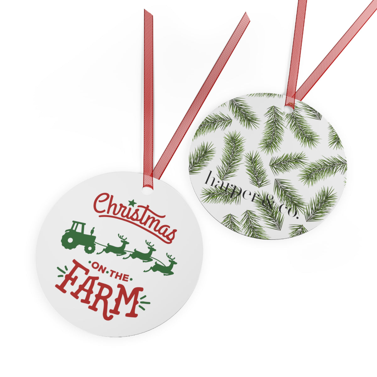 Christmas on the Farm Metal Ornament