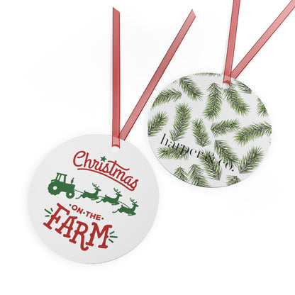 Christmas on the Farm Metal Ornament