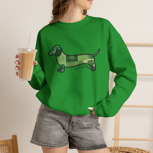 St. Patrick's Lucky Dachshund Quiltwork Sweatshirt