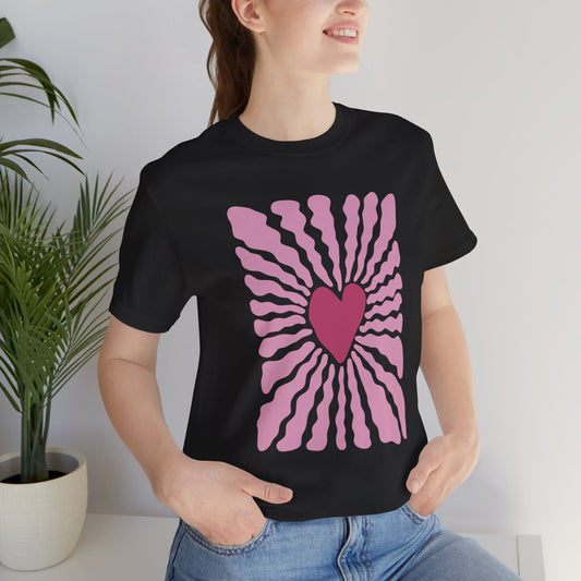 Heart Burst T‑Shirt — Retro Pink Radiant Heart Tee