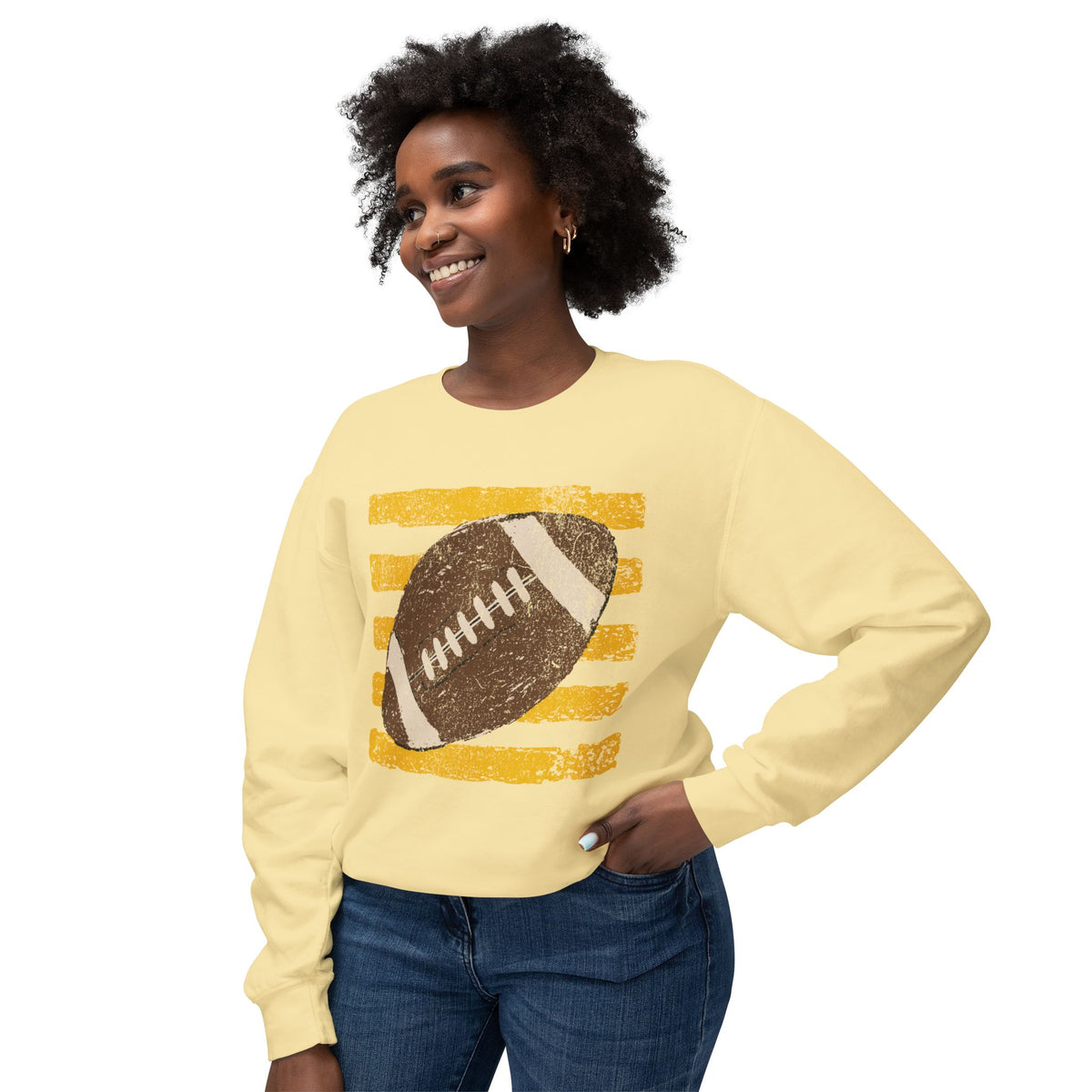 Football Vintage Color Comfort Crewneck Sweatshirt — Retro Grunge Football Graphic