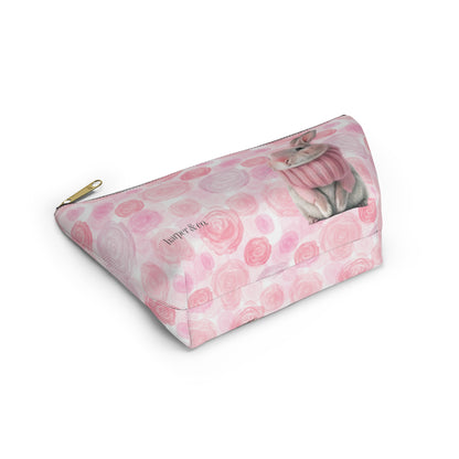 Bunny & Pink Roses Accessory Pouch w T-bottom