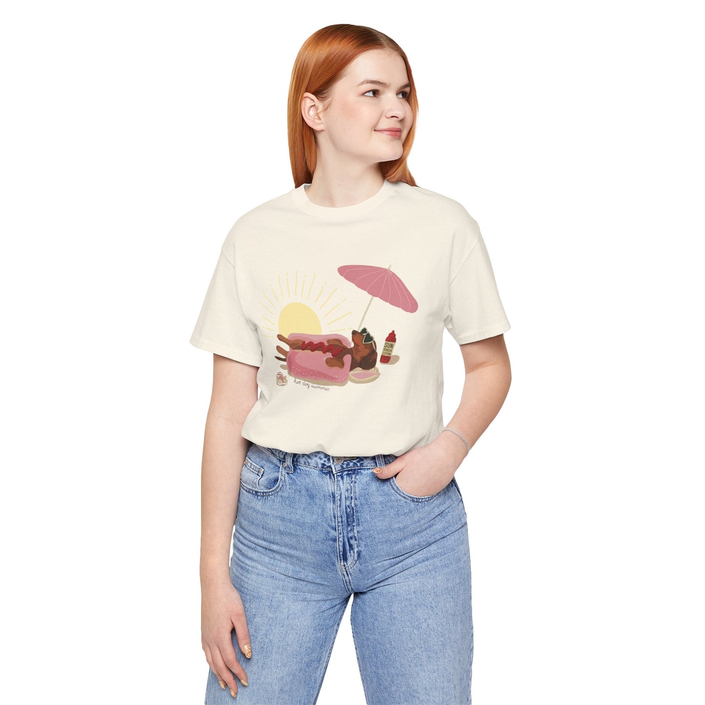 Hot Dog Summer Weenie Dog T-Shirt — Relaxing Dachshund at the Beach Graphic Tee