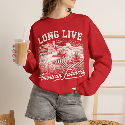 Long Live American Farmers Sweatshirt – Vintage Farm Scene Crewneck