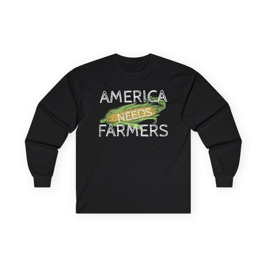 America Needs Farmers Long Sleeve Tee, Unisex Jersey Tee, Gift for Farmers, Agriculture Apparel, Farm Lover Shirt