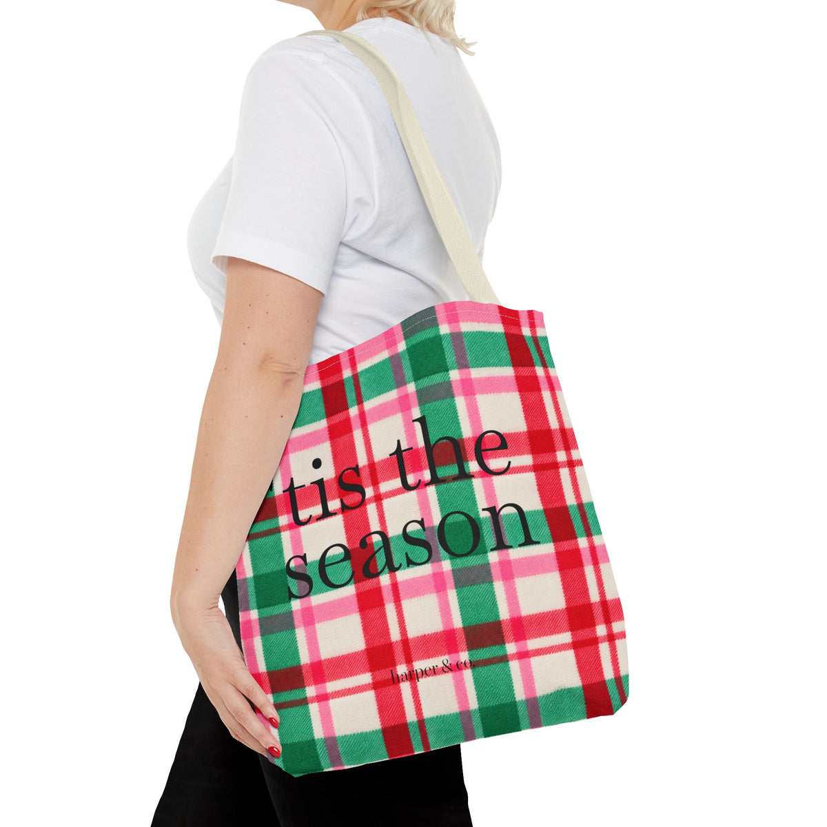 Christmas Plaid Tote Bag - 'Tis the Season Holiday Market Bag